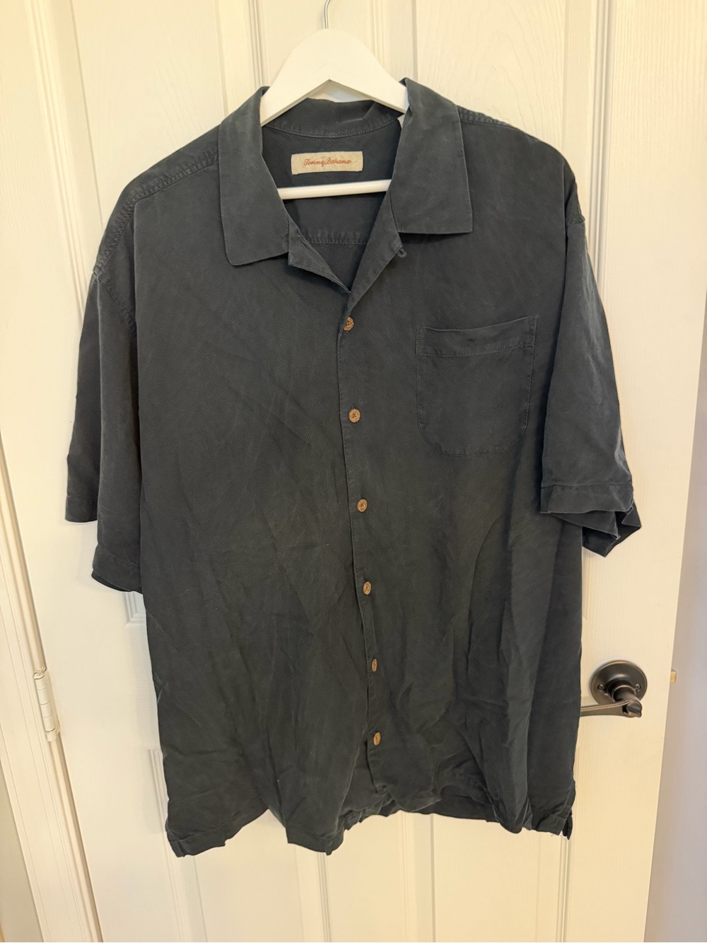 Tommy Bahama Shirt Mens Black "Fish and Chips" Poker Casino Embroidered Silk XL